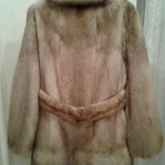 MINK COAT JACKET REAL GENUINE NATURAL BROWN TAN FUR M MEDIUM L LARGE MID-LENGTH - Picture 13 of 15